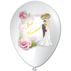 "JUST MARRIED" trükiga 35cm/14" õhupallid