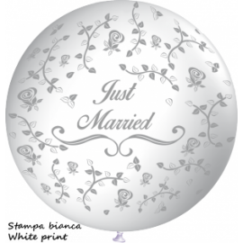 "JUST MARRIED" trükiga 100cm/40" õhupallid